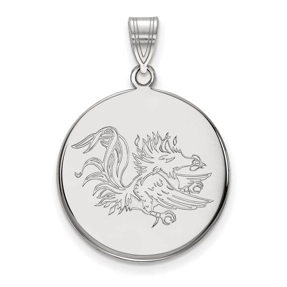 10k White Gold South Carolina Large Disc Pendant